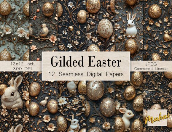 12 Seamless Jeweled Easter Eggs Patterns