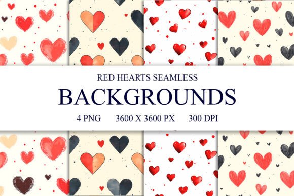 4 Red Heart Seamless Patterns