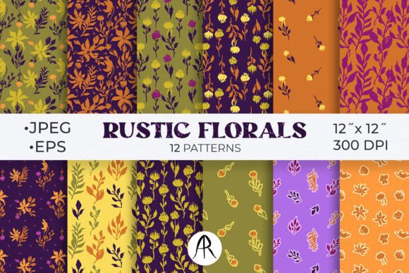 Bold Rustic Floral Seamless Patterns Set: Integrating Raw Aesthetics into Professional Workflows