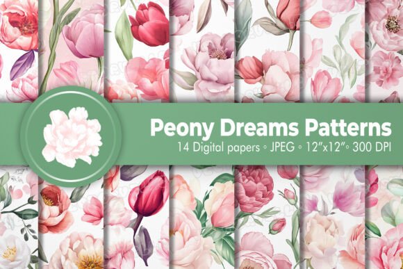 Evaluating the Peony Dreams Watercolor Patterns Bundle for Digital Design Projects