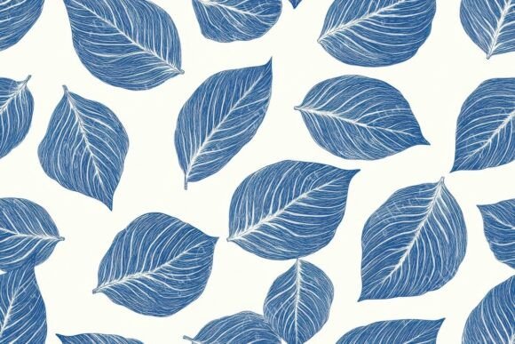 Intricate Blue Leaf Patterns Seamless