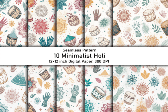 Minimalist Holi Festival Patterns: Elevating Cultural Design with Seamless Digital Textures