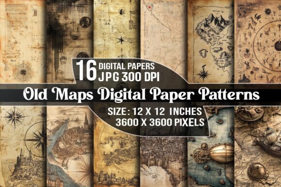 Old Maps Digital Paper Patterns