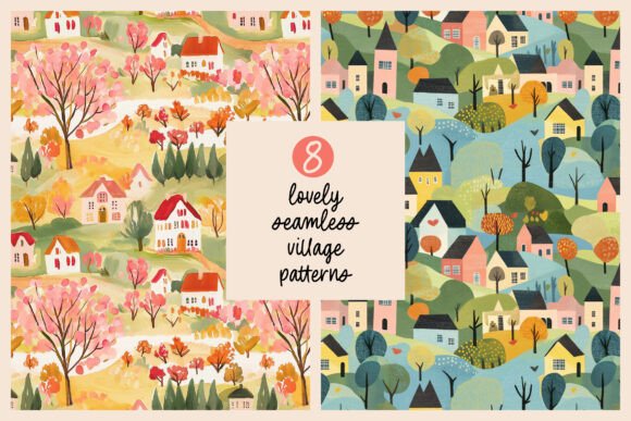 Transforming Creative Projects with 8 Seamless Lovely Village Patterns