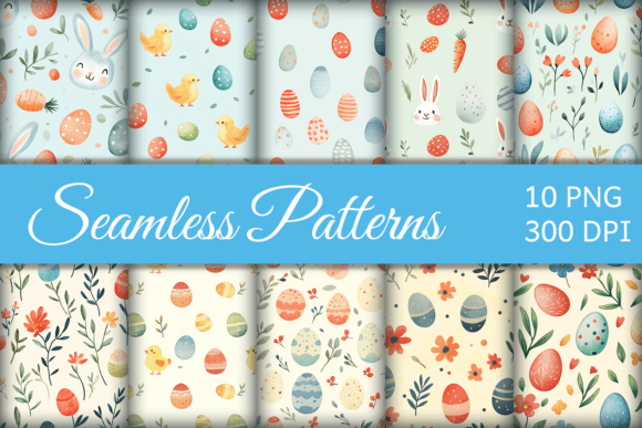 Watercolor Easter Patterns PNG